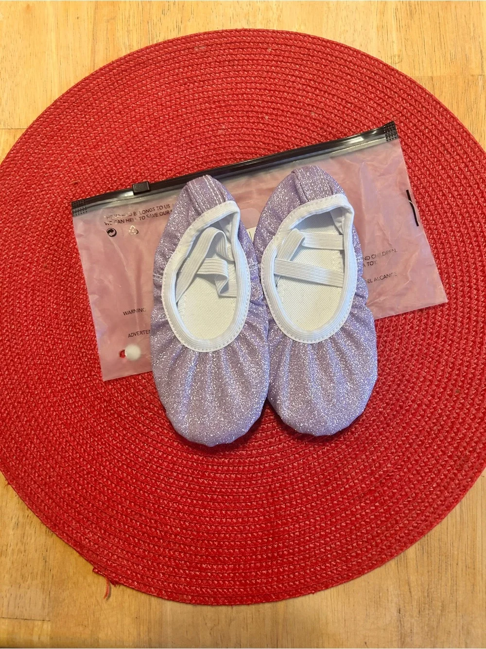 Kids Glitter Ballet Slip-On Slippers in Lavender - Unbranded